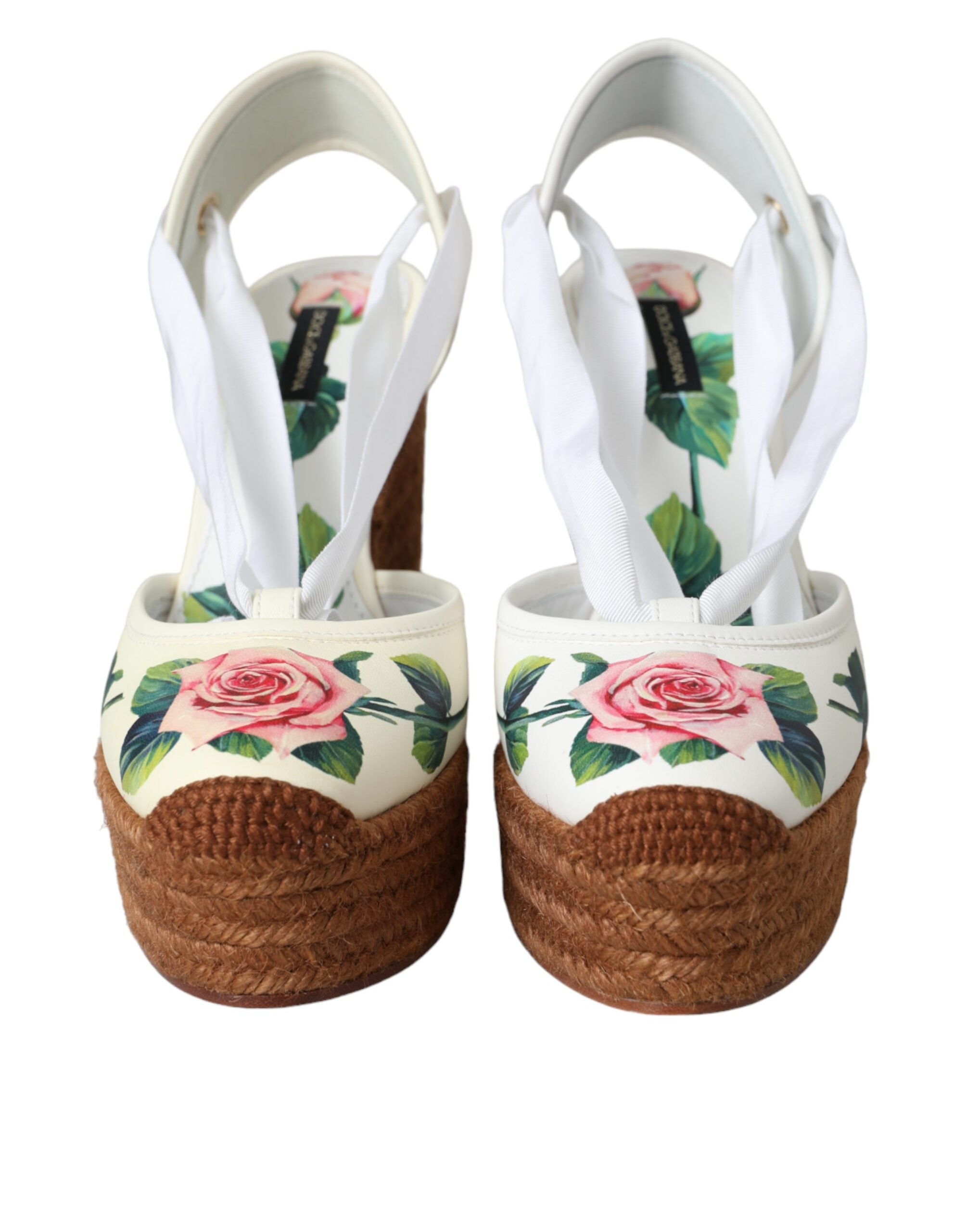 Παπούτσια σανδάλια Dolce & Gabbana White Floral Wedge Heels