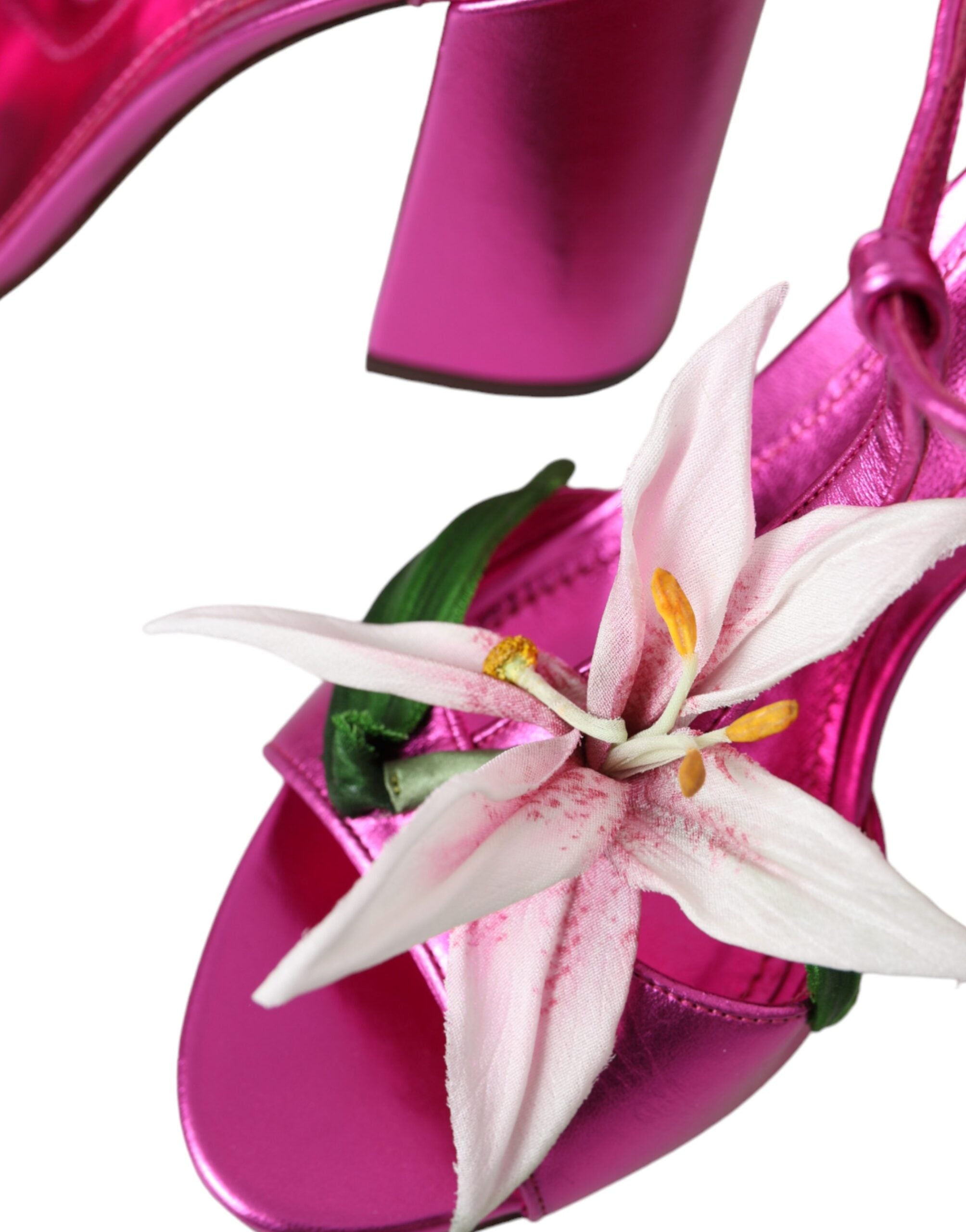 Dolce & Gabbana Fuchsia Flower Crystals Γόβες Σανδάλια Παπούτσια