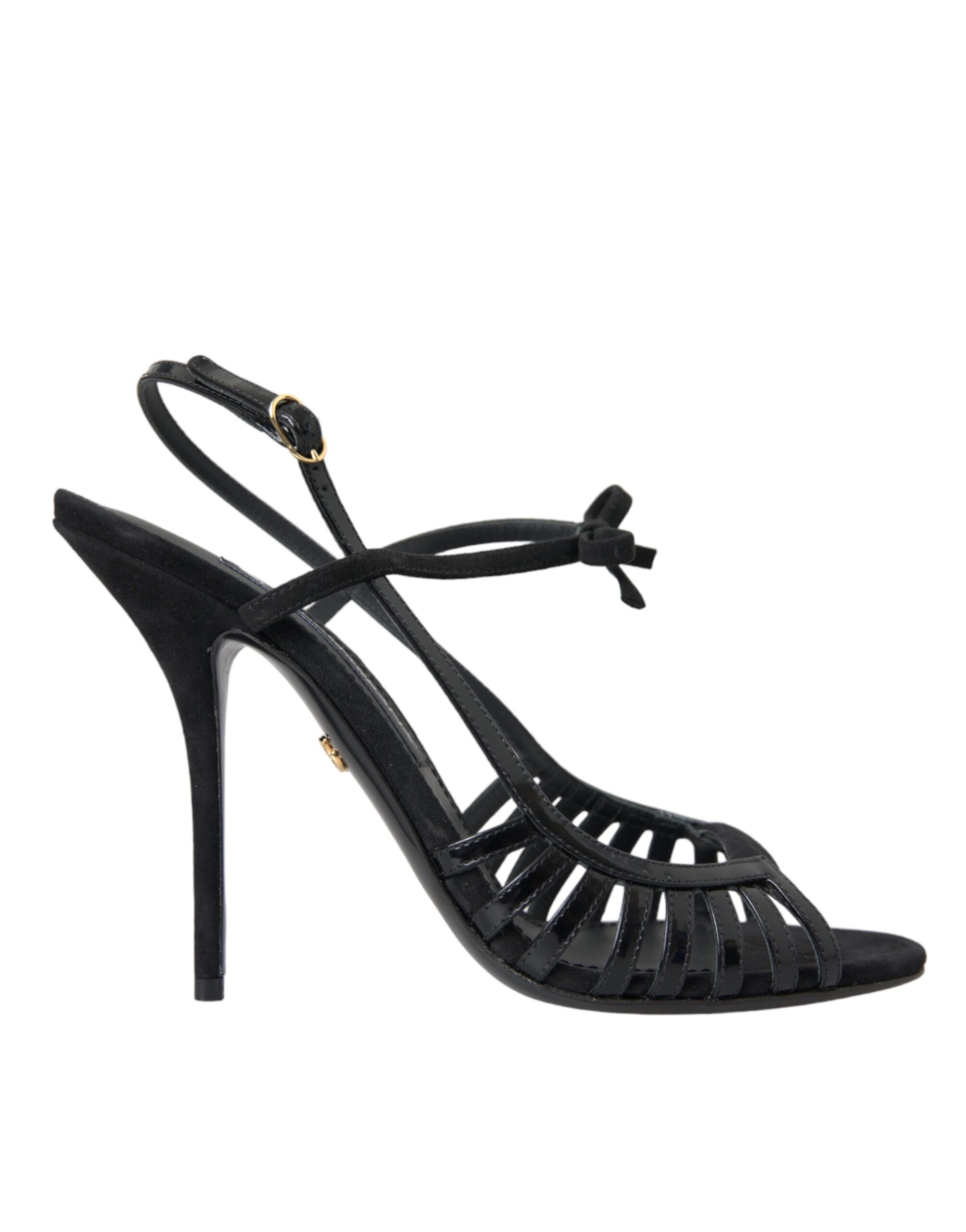 Dolce & Gabbana Μαύρα σανδάλια Stilettos Suede Strap Παπούτσια