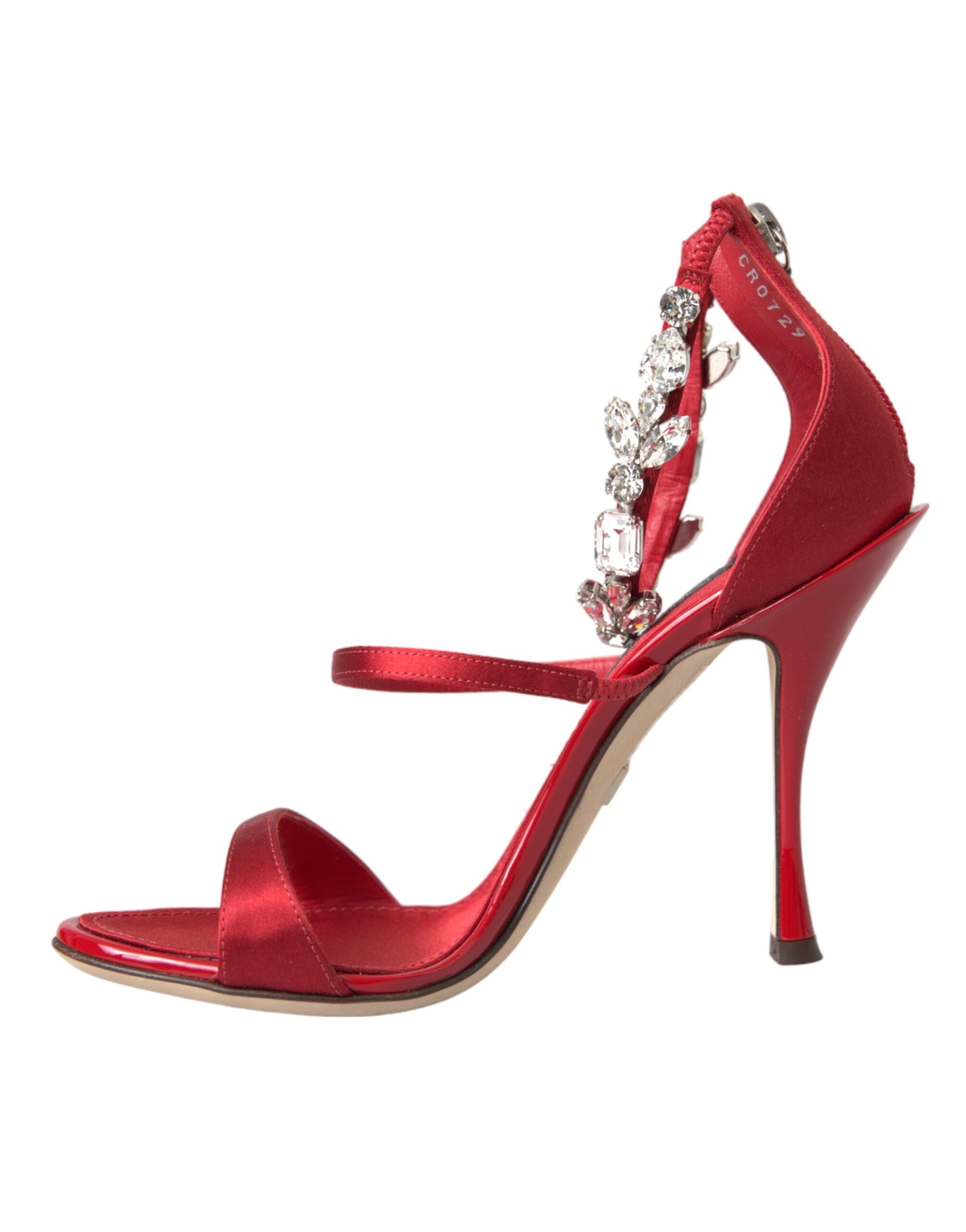 Παπούτσια με γόβες Dolce & Gabbana Red Keira Satin Crystals Σανδάλια