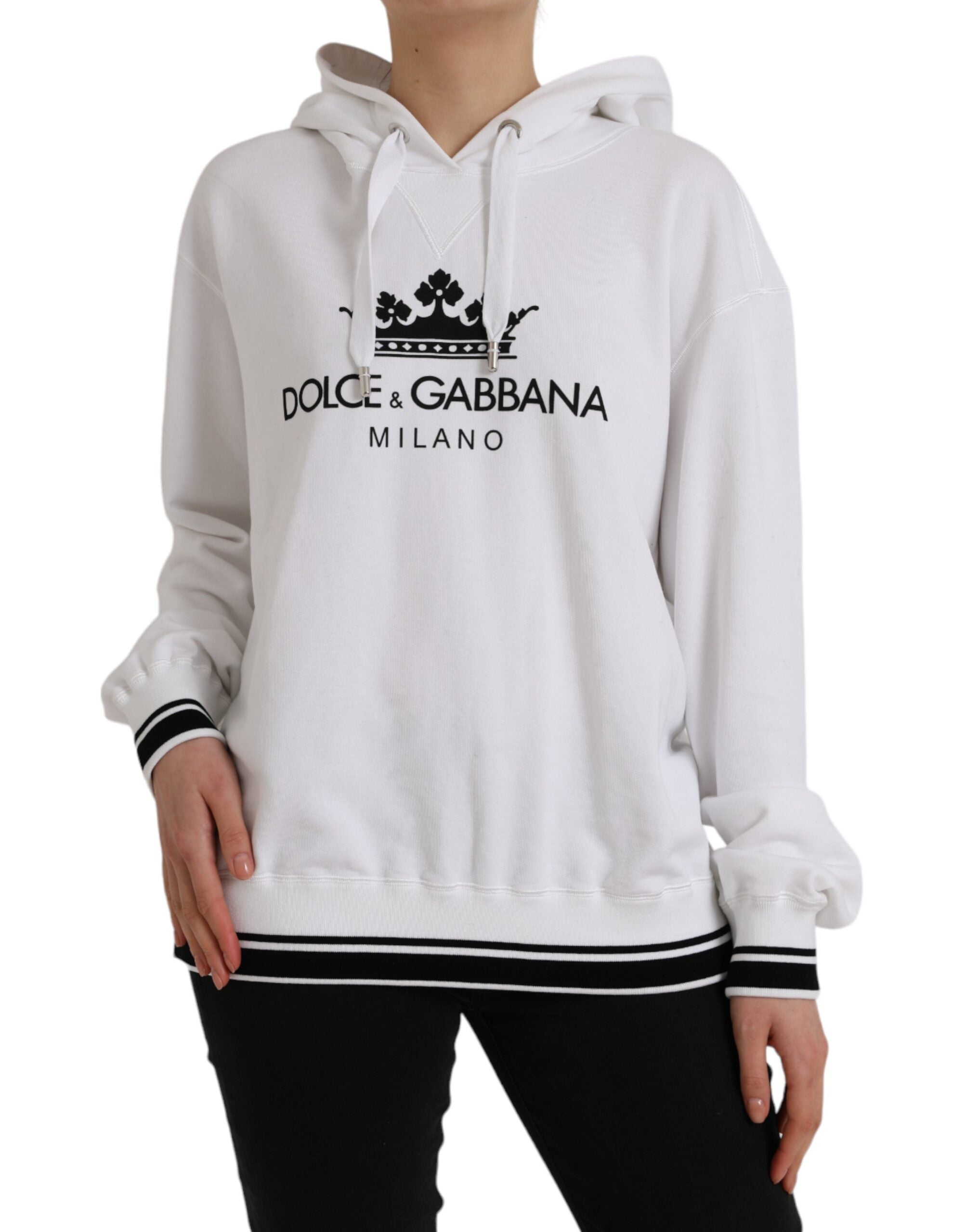 Πουλόβερ πουλόβερ με κουκούλα Dolce & Gabbana White Cotton Logo