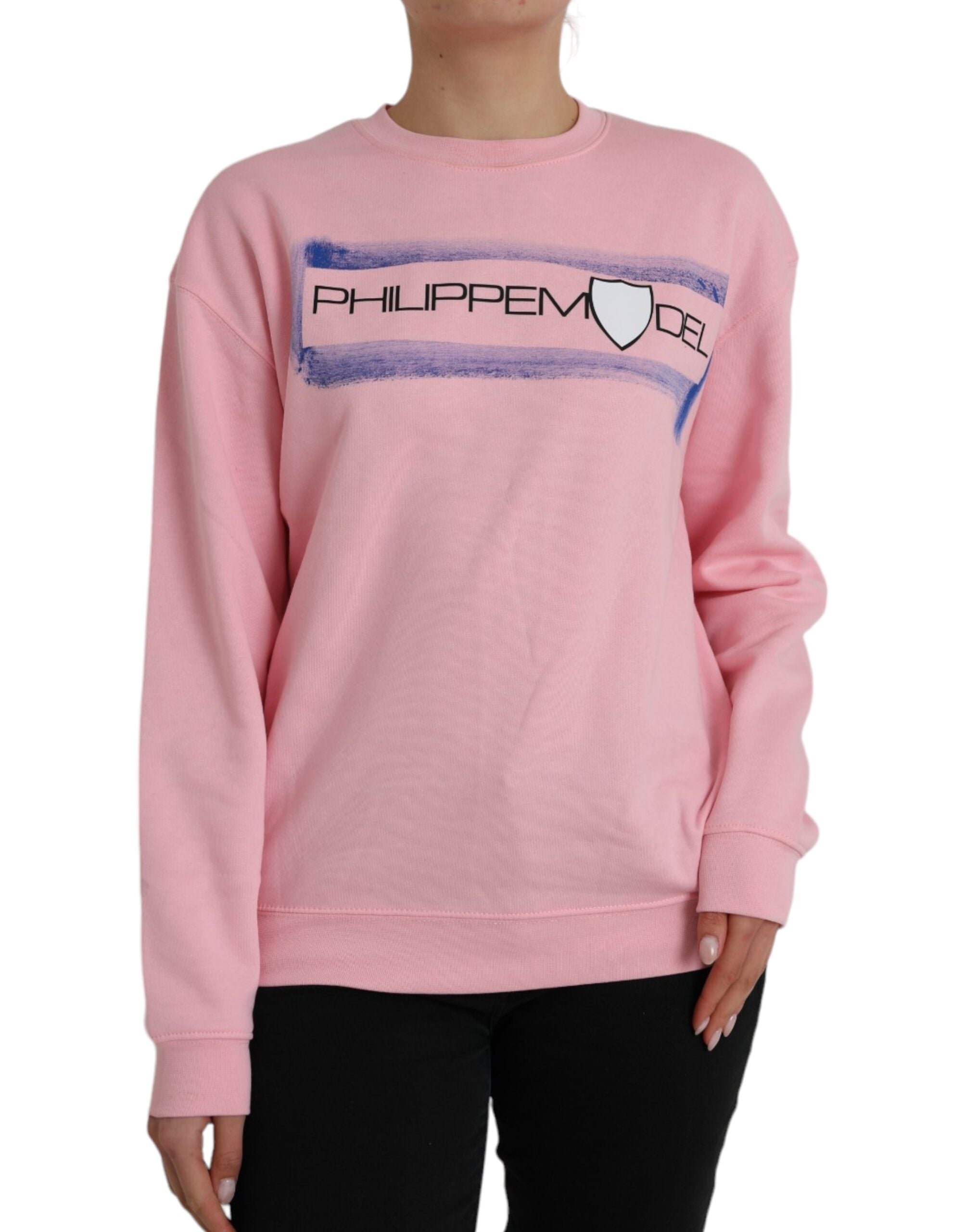 Philippe Model Pink Cotton Logo Print Long Sleeves Pullover Sweater