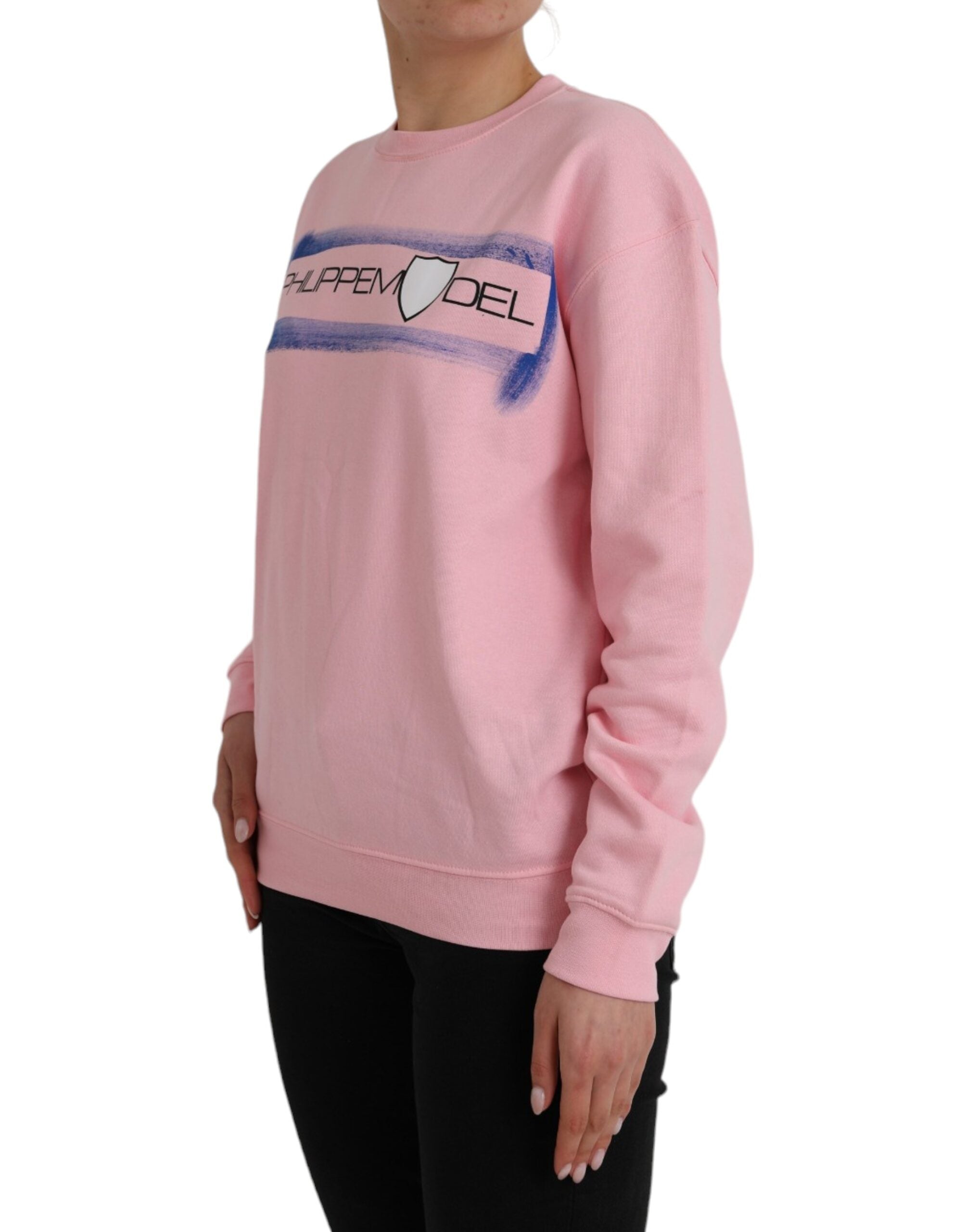 Philippe Model Pink Cotton Logo Print Long Sleeves Pullover Sweater