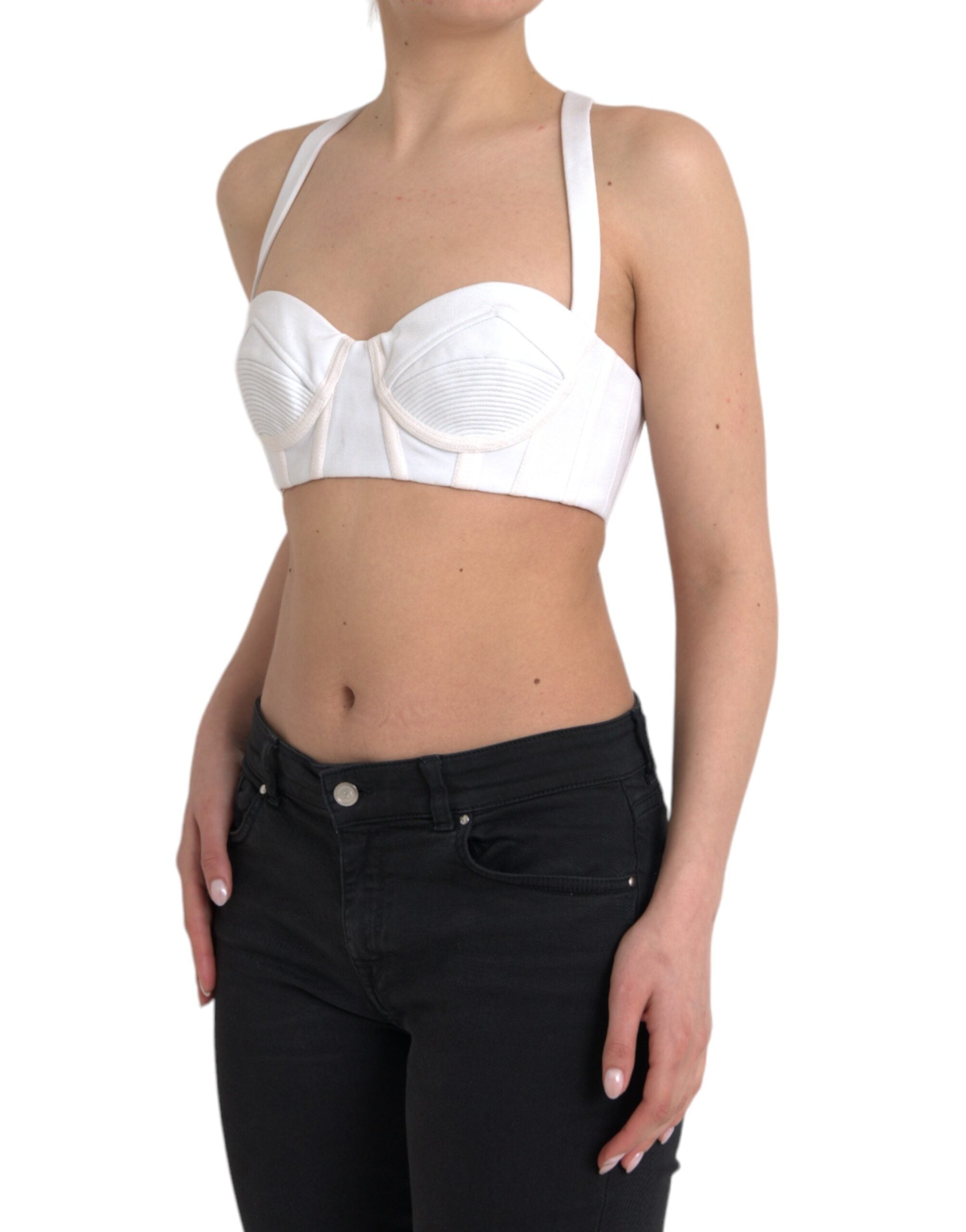 Αμάνικο κομμένο μπλουζάκι Versace White Viscose Bustier