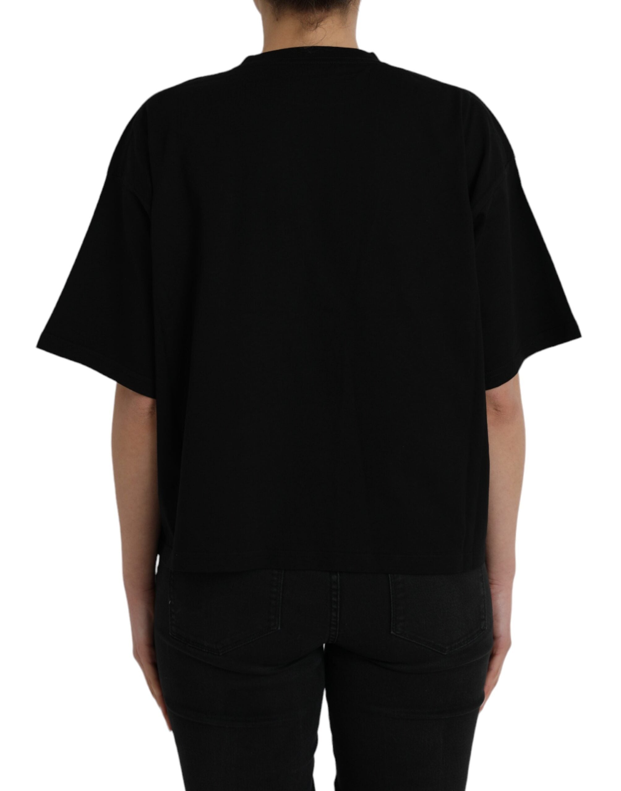 Μπλουζάκι Balenciaga Black Cotton Logo με λαιμόκοψη με κοντό μανίκι