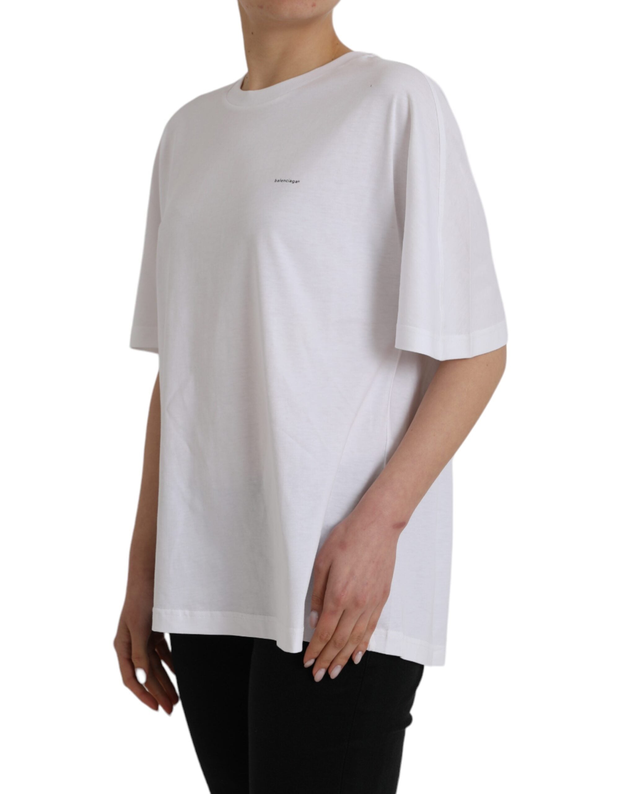 Μπλουζάκι Balenciaga White Cotton Crew με κοντό μανίκι