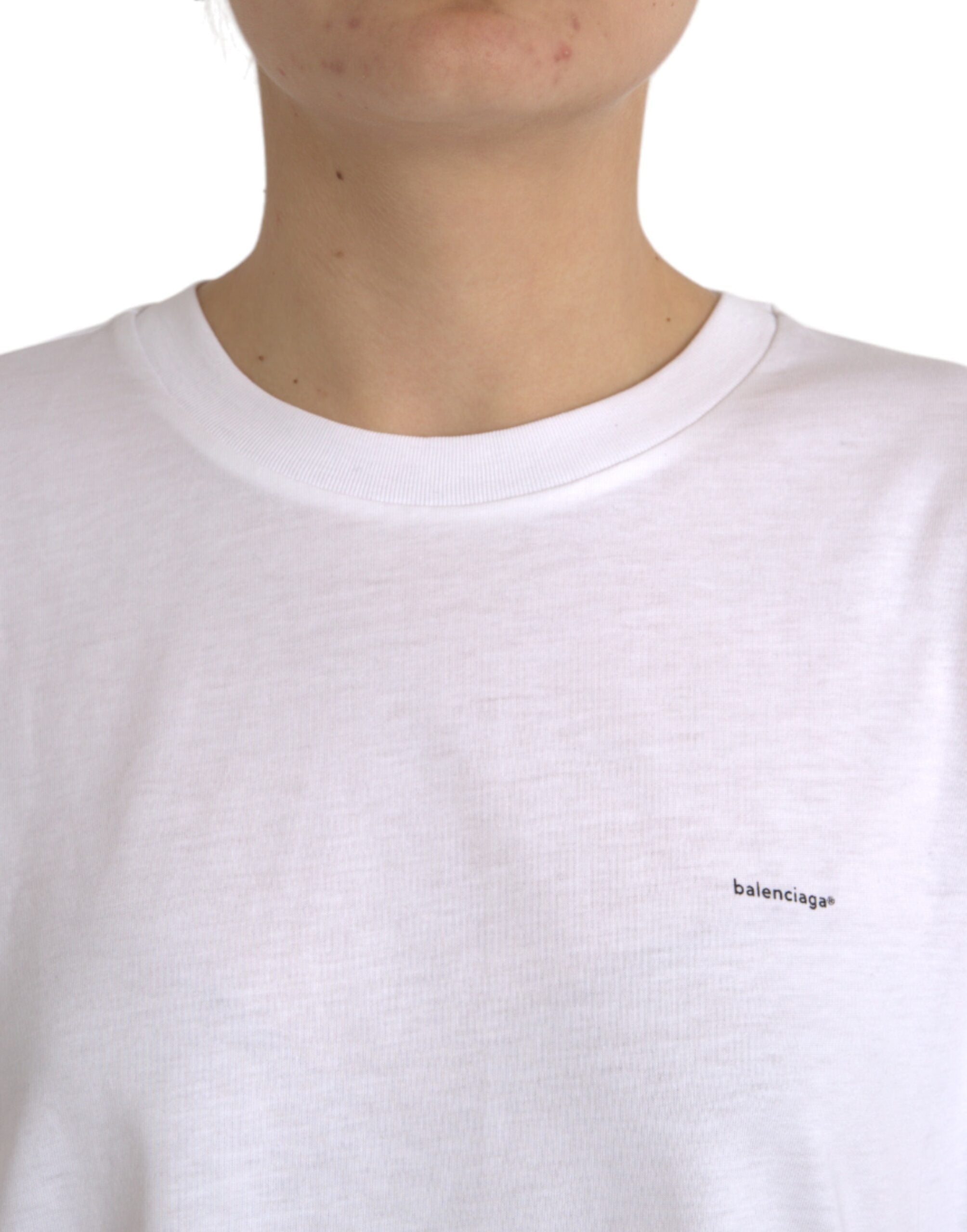 Μπλουζάκι Balenciaga White Cotton Crew με κοντό μανίκι