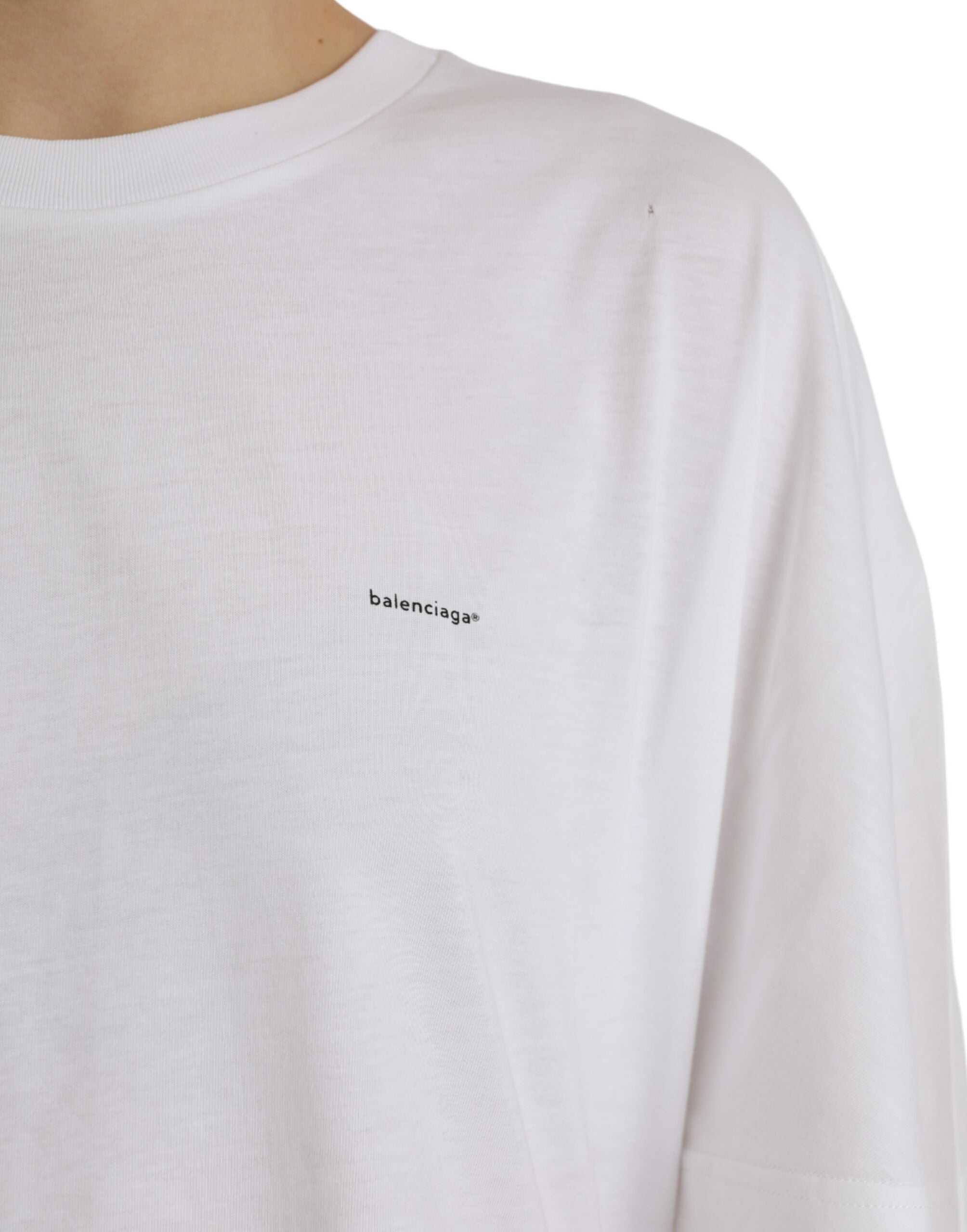 Μπλουζάκι Balenciaga White Cotton Crew με κοντό μανίκι