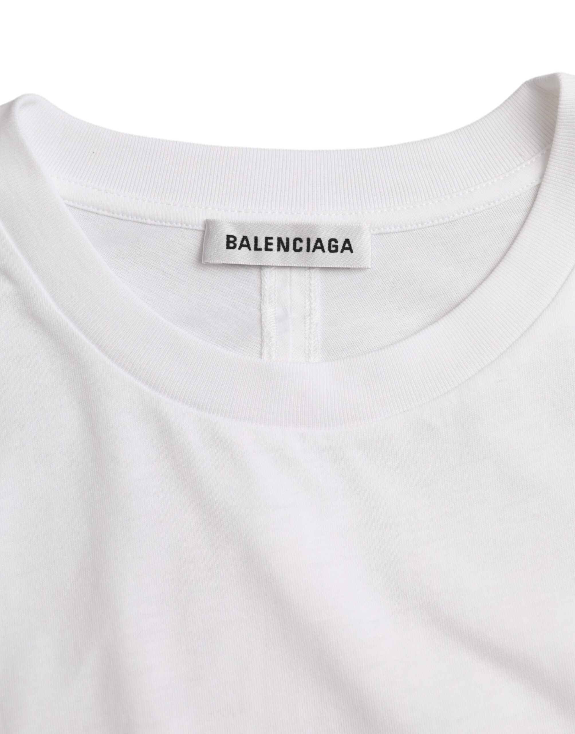 Μπλουζάκι Balenciaga White Cotton Crew με κοντό μανίκι