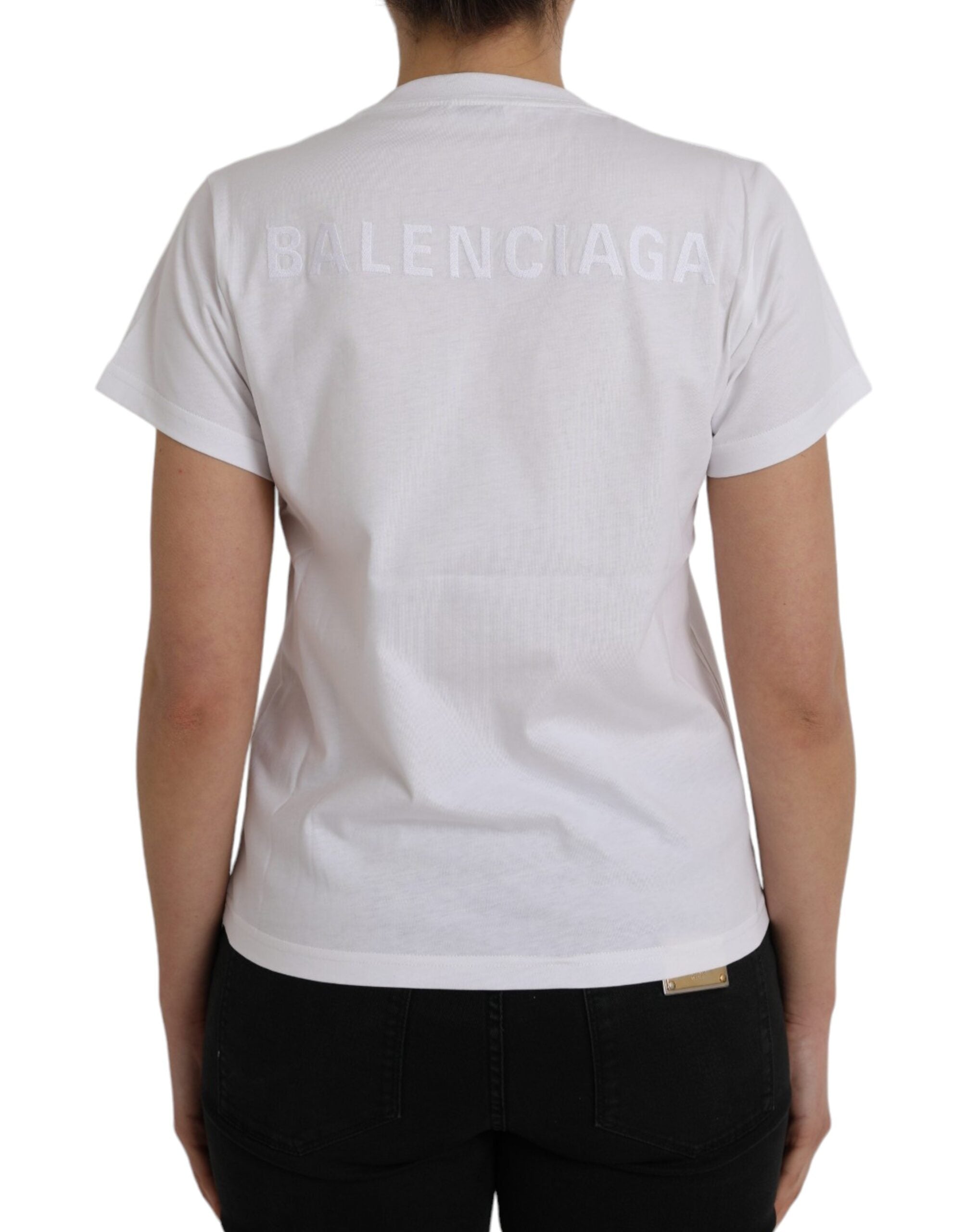 Μπλουζάκι Balenciaga White Cotton Crew με κοντό μανίκι