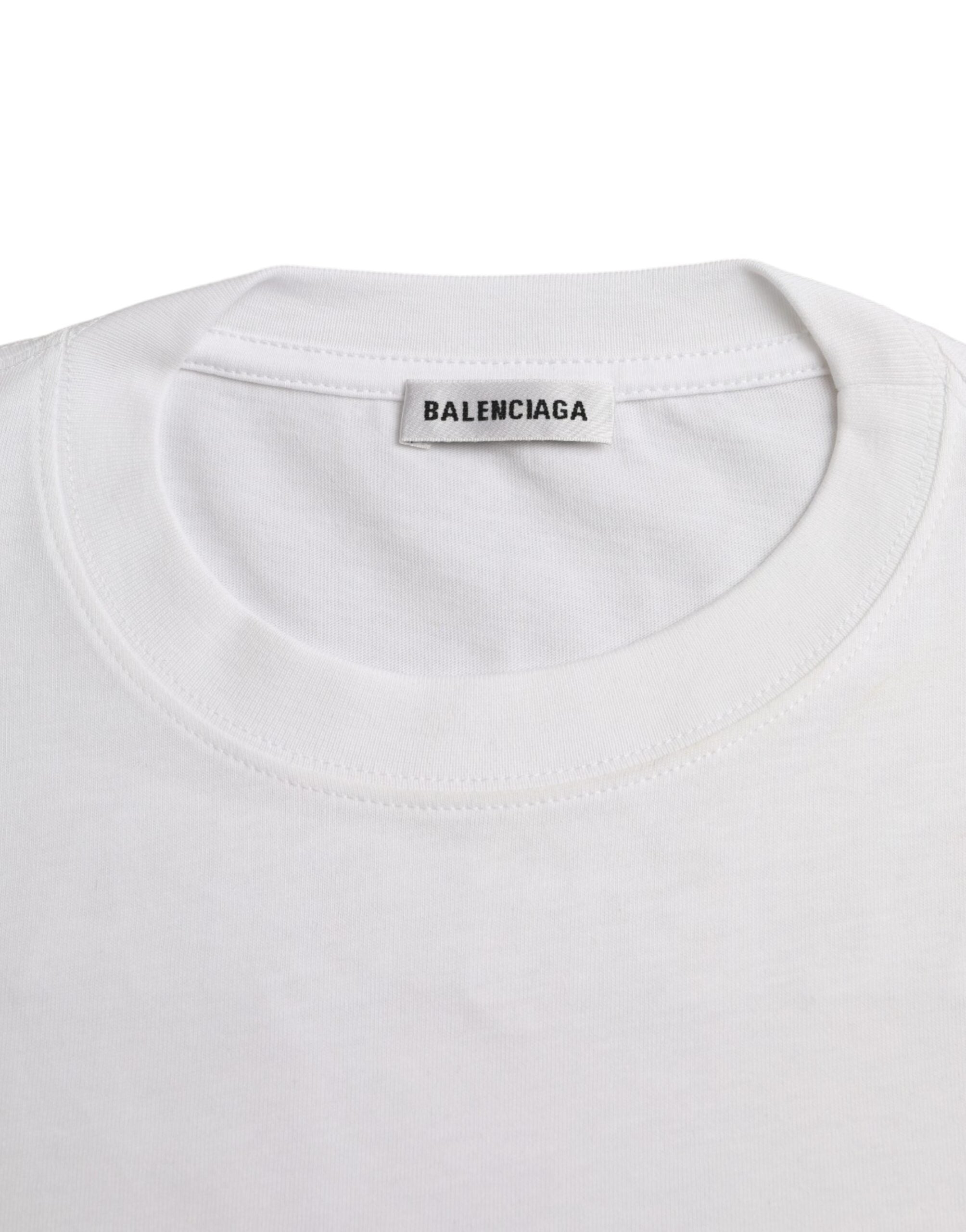 Μπλουζάκι Balenciaga White Cotton Crew με κοντό μανίκι