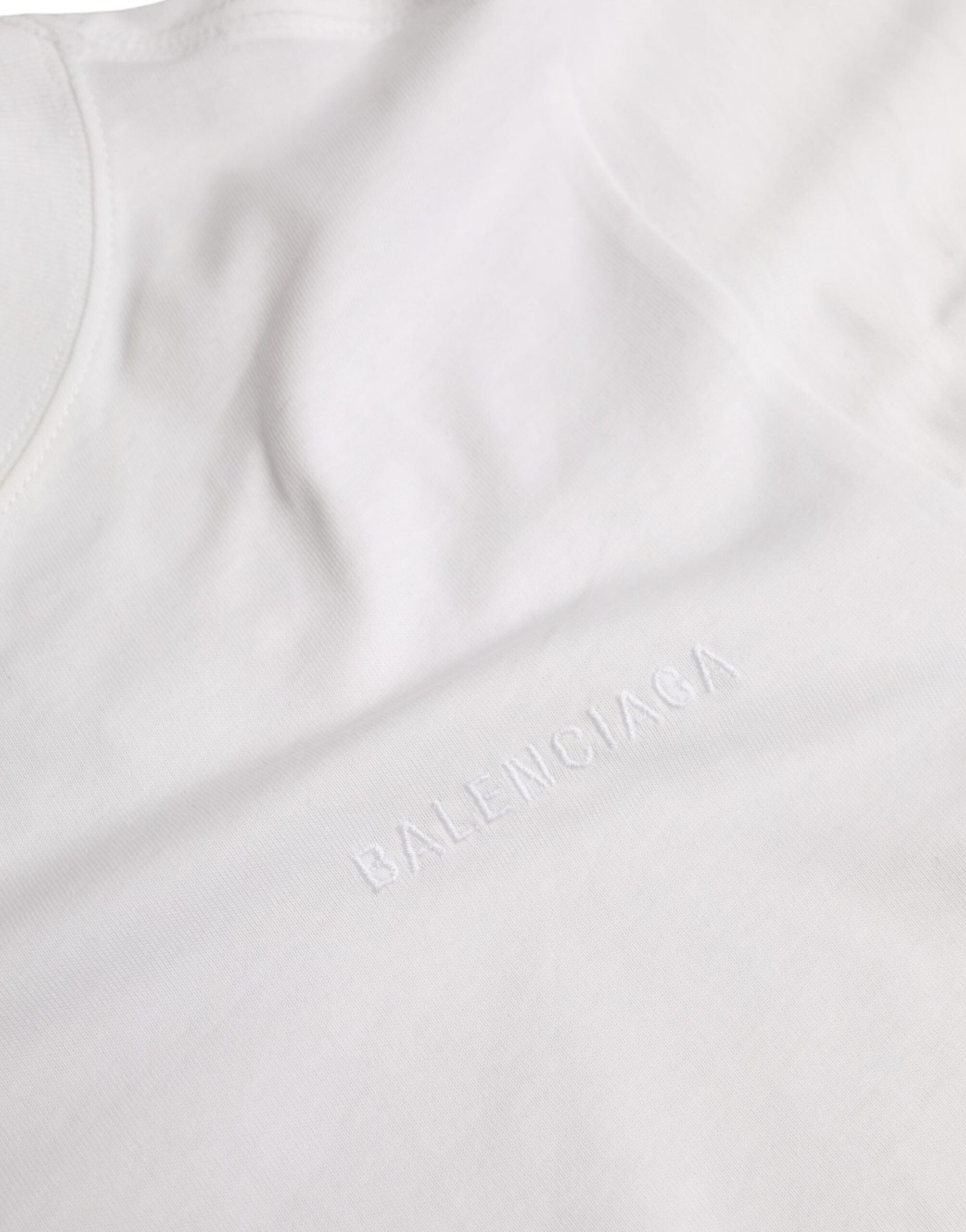 Μπλουζάκι Balenciaga White Cotton Crew με κοντό μανίκι