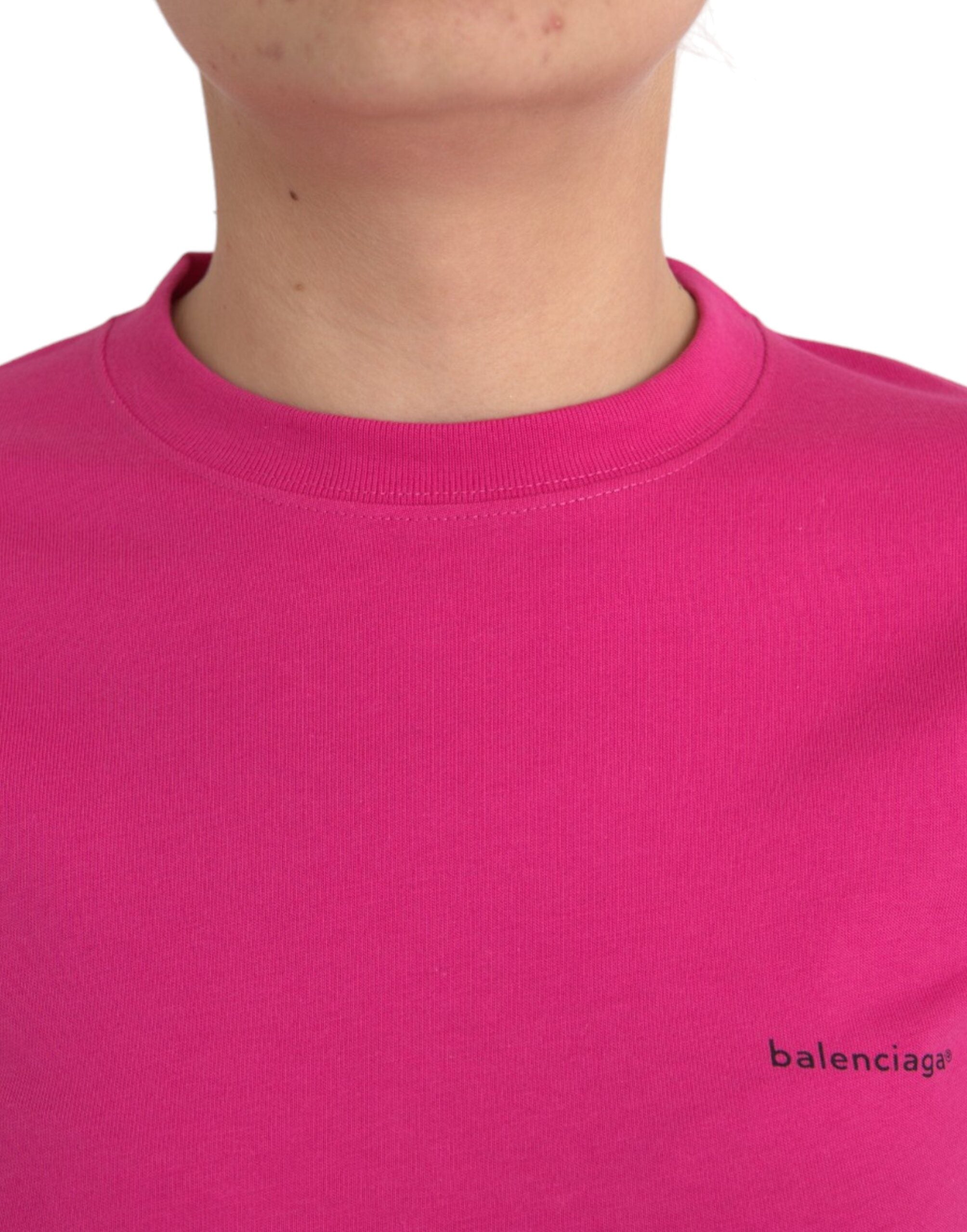 Μπλουζάκι Balenciaga Pink Cotton Crew με κοντό μανίκι μπλουζάκι