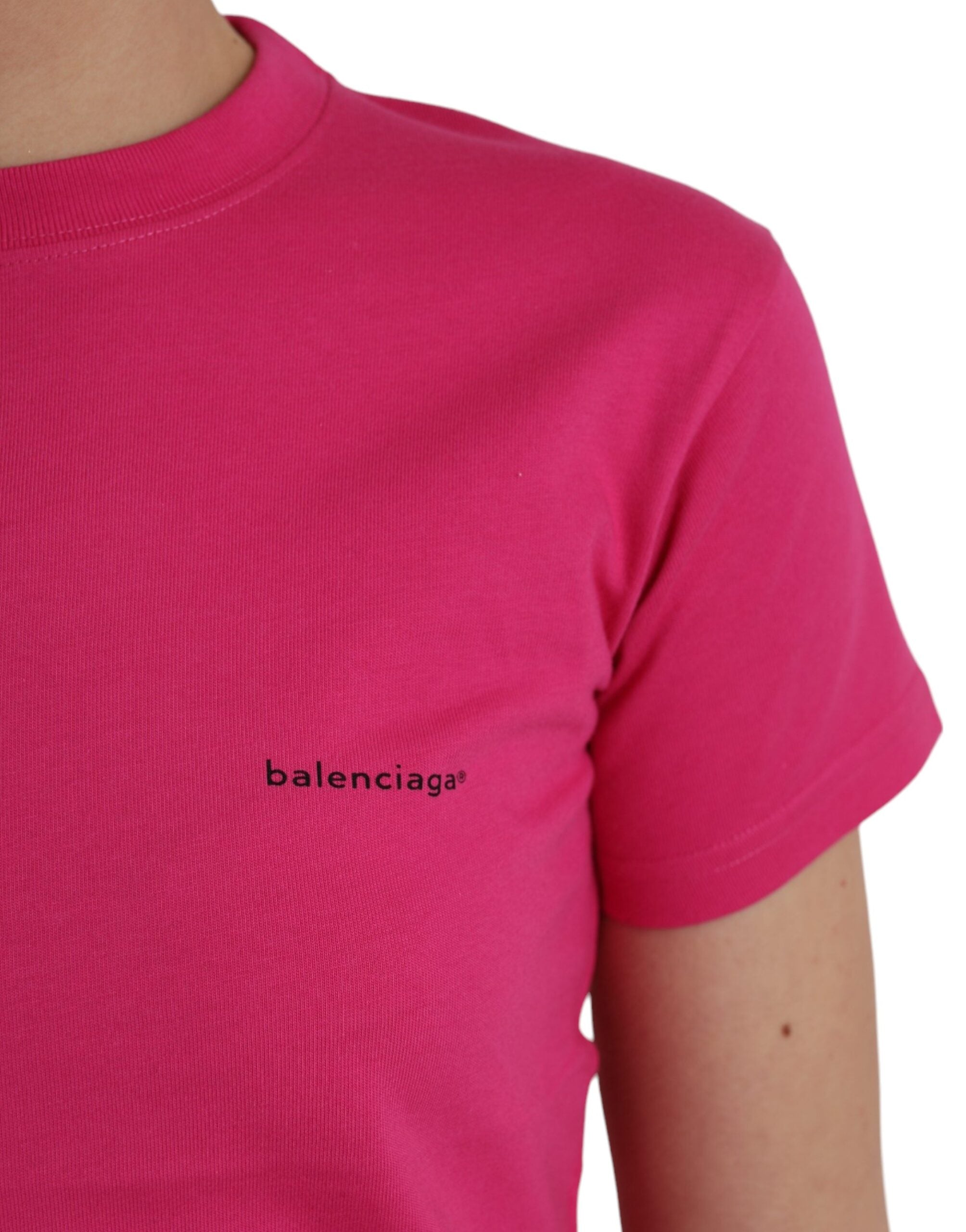 Μπλουζάκι Balenciaga Pink Cotton Crew με κοντό μανίκι μπλουζάκι