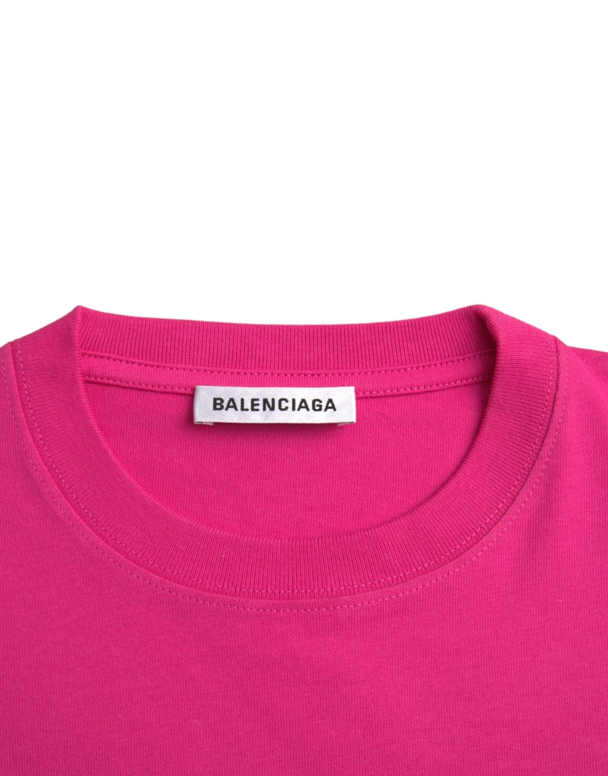 Μπλουζάκι Balenciaga Pink Cotton Crew με κοντό μανίκι μπλουζάκι