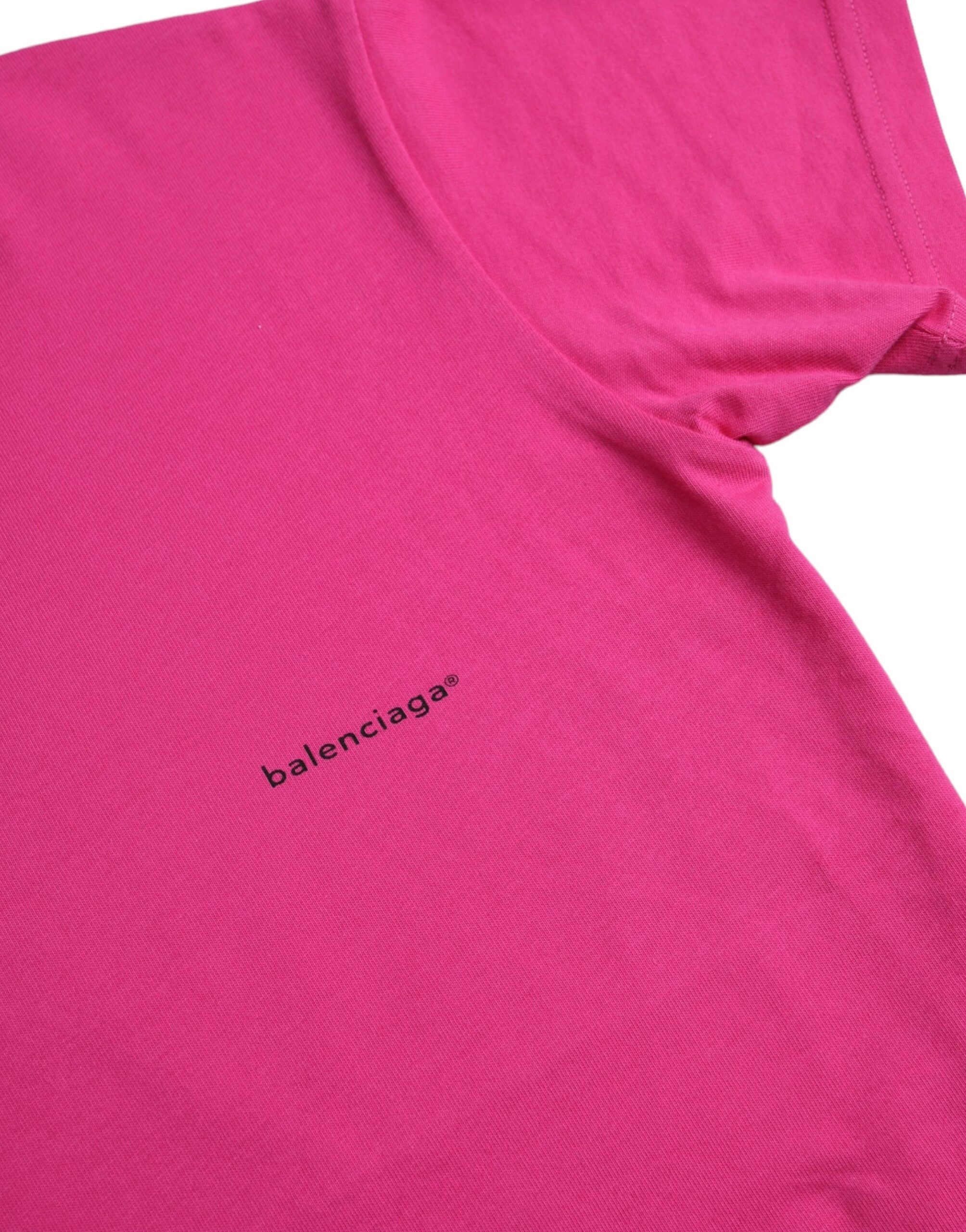 Μπλουζάκι Balenciaga Pink Cotton Crew με κοντό μανίκι μπλουζάκι