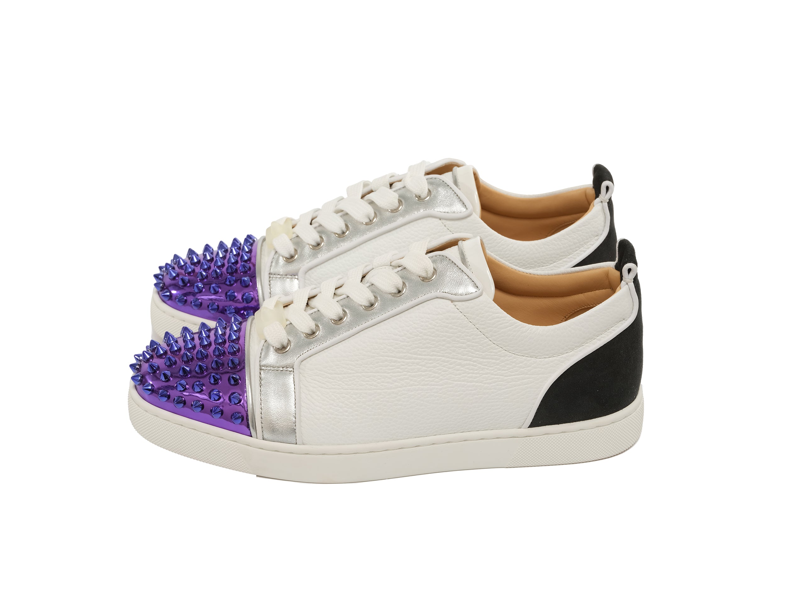 Flat δερμάτινα πάνινα παπούτσια Christian Louboutin Louis Junior Spikes με αντίθεση