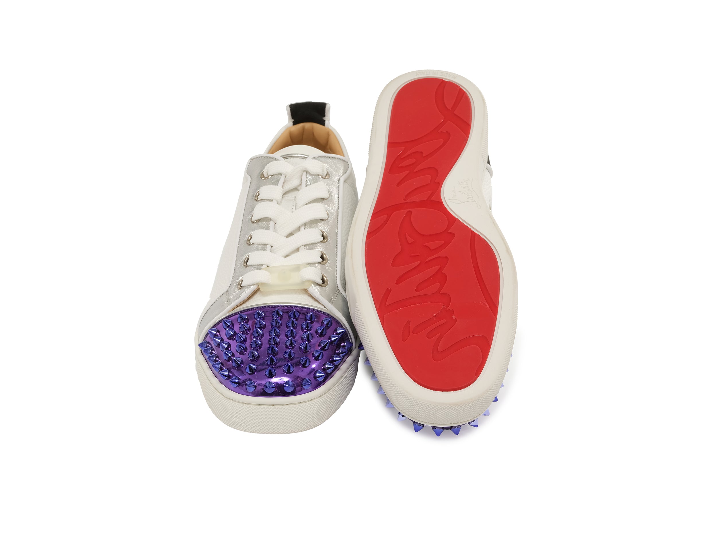 Flat δερμάτινα πάνινα παπούτσια Christian Louboutin Louis Junior Spikes με αντίθεση