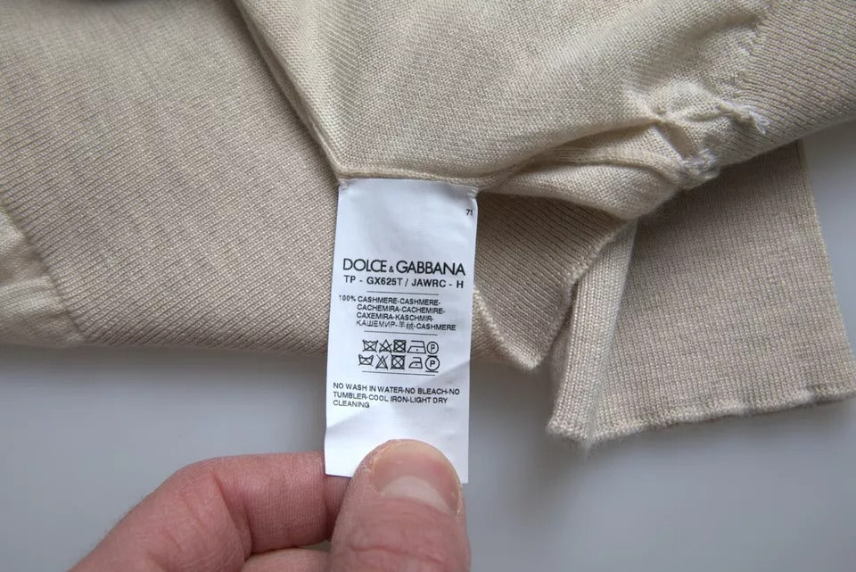 Πουλόβερ Dolce & Gabbana Beige Cashmere Turtleneck πουλόβερ