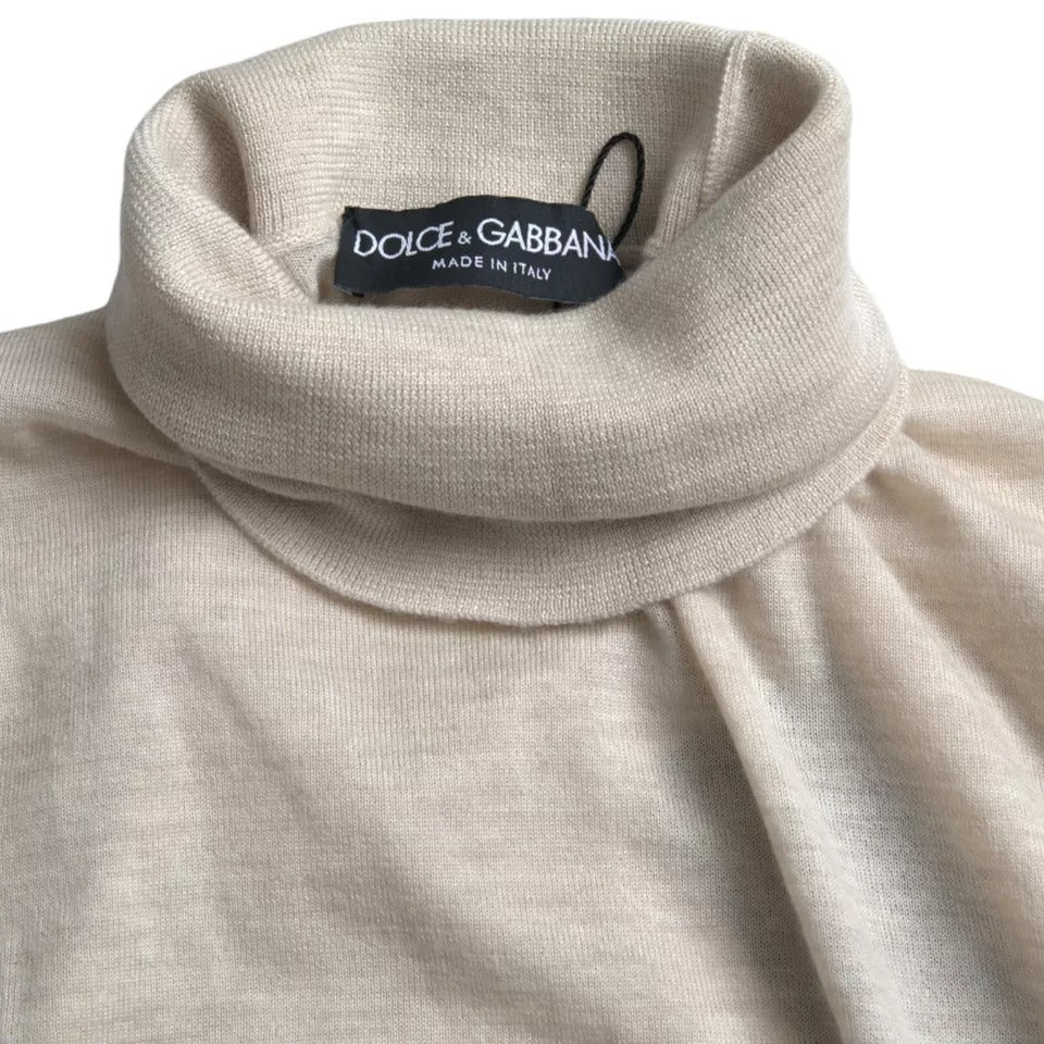 Πουλόβερ Dolce & Gabbana Beige Cashmere Turtleneck πουλόβερ