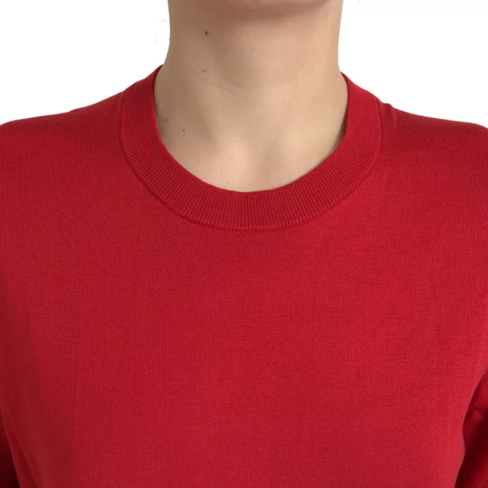 Κοντομάνικο πουλόβερ Dolce & Gabbana Red Silk Crewneck