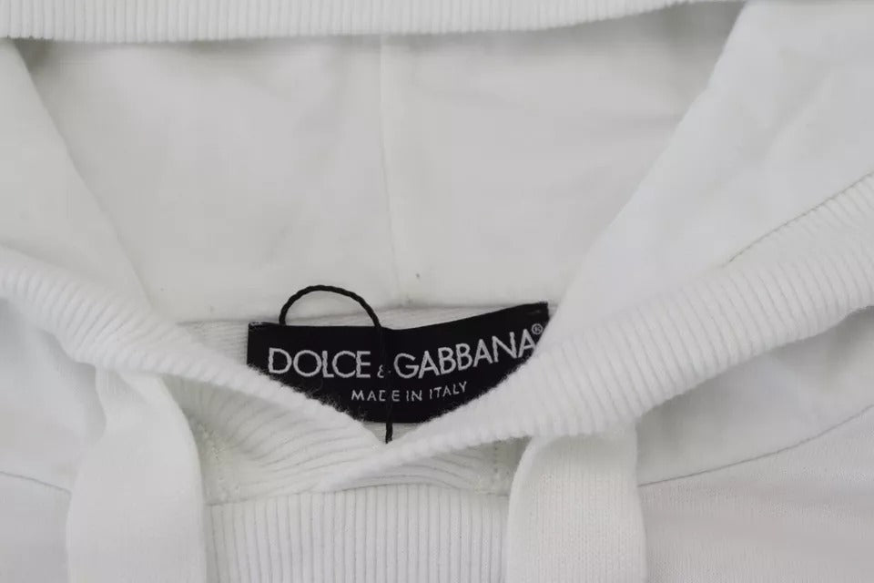 Πουλόβερ με λογότυπο φούτερ Dolce & Gabbana με λευκή βαμβακερή κουκούλα