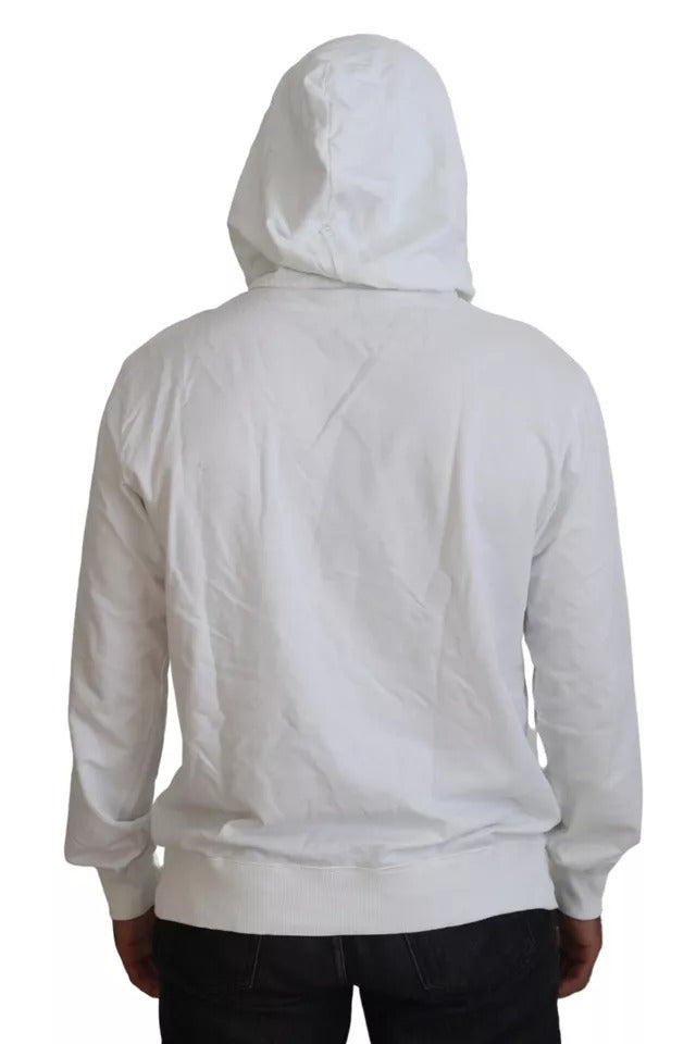 Dolce & Gabbana White Cotton Hooded Sweatshirt Logo Sweater