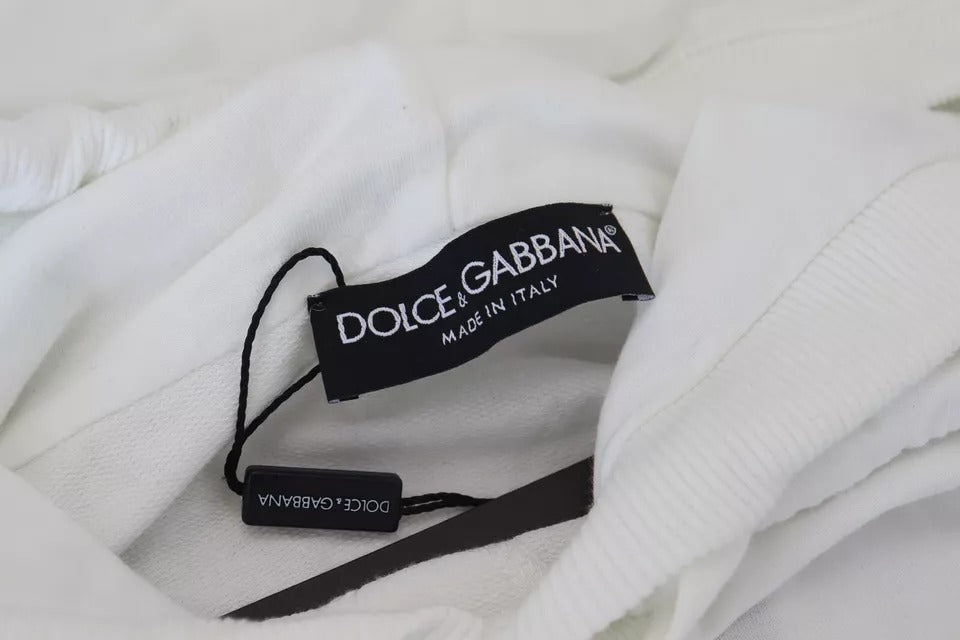 Πουλόβερ με λογότυπο φούτερ Dolce & Gabbana με λευκή βαμβακερή κουκούλα