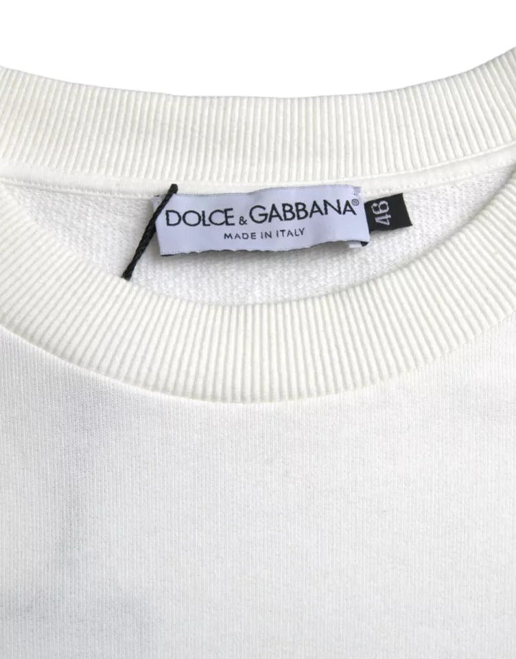 Πουλόβερ Dolce & Gabbana White Logo Cotton Crew Neck πουλόβερ