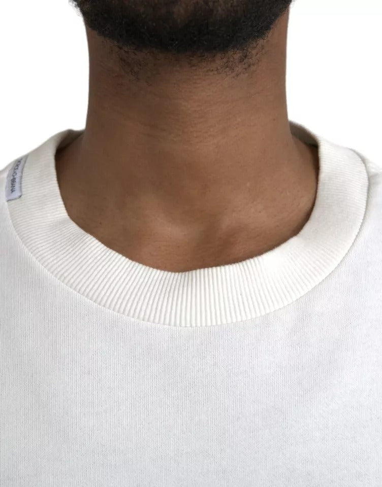 Πουλόβερ Dolce & Gabbana White Logo Cotton Crew Neck πουλόβερ