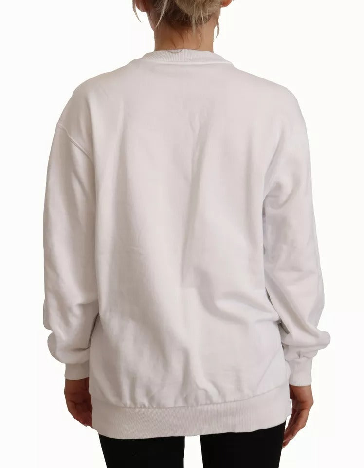 Dolce & Gabbana White Logo Embossed Cotton Sweatshirt Sweater