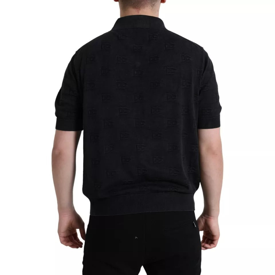 Μπλουζάκι Dolce & Gabbana Black DG με λογότυπο Silk Jacquard Polo