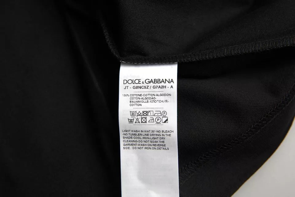 Μπλουζάκι Dolce & Gabbana Black Logo Patch Cotton Crew Neck