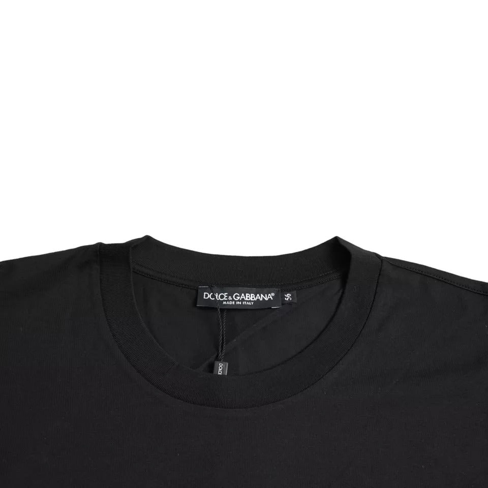 Μπλουζάκι Dolce & Gabbana Black Logo Patch Cotton Crew Neck