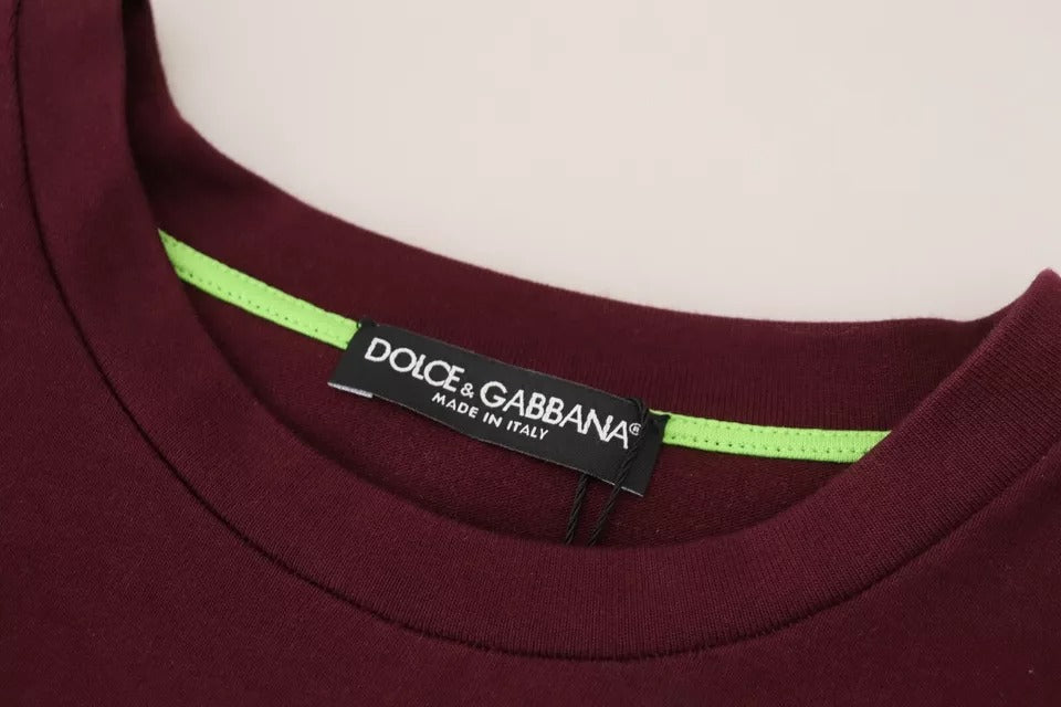 Μπλουζάκι από βαμβακερό στρογγυλό λαιμό Dolce & Gabbana Bordeaux D&G Print