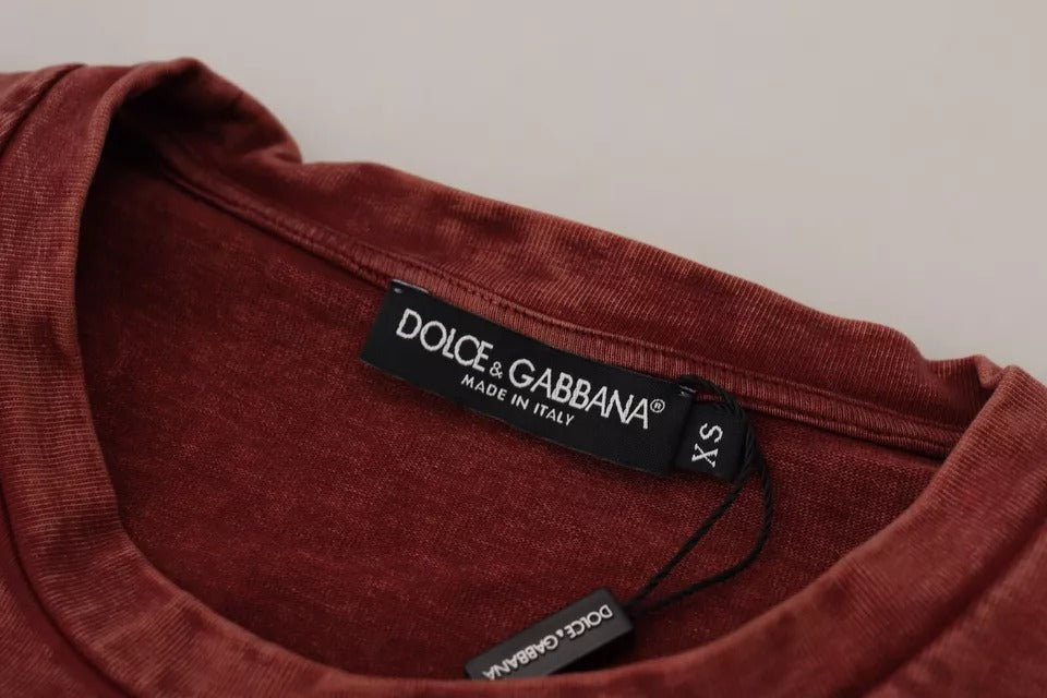 Μπλουζάκι από βαμβακερό μπλουζάκι Dolce & Gabbana Maroon με στάμπα