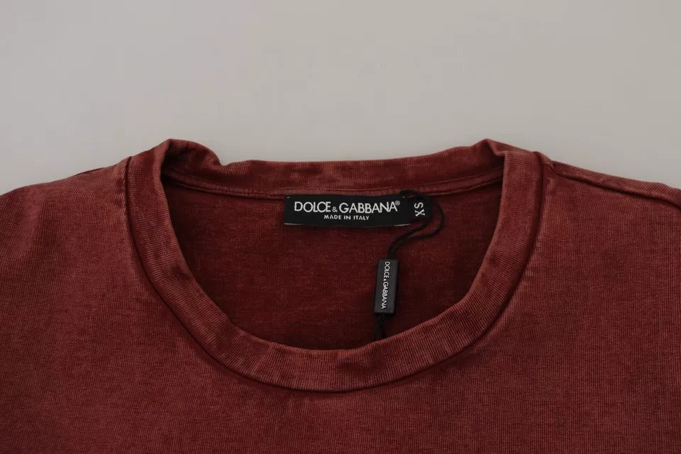 Μπλουζάκι από βαμβακερό μπλουζάκι Dolce & Gabbana Maroon με στάμπα