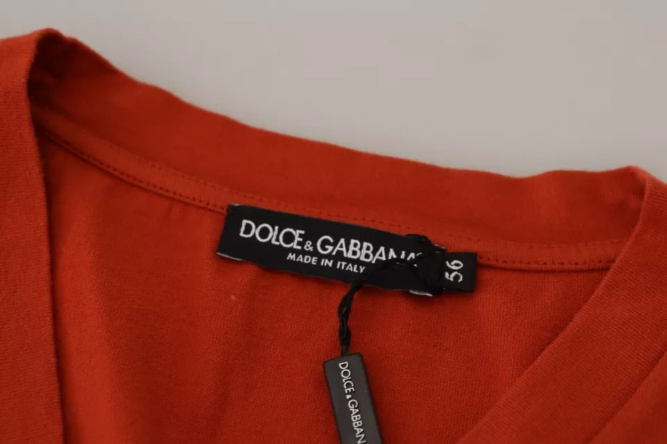 Μπλουζάκι από βαμβακερό κόκκινο λογότυπο Dolce & Gabbana με λαμπρό λαιμόκοψη