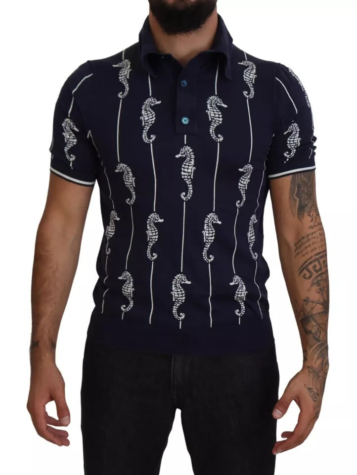 Μπλουζάκι Polo Dolce & Gabbana Dark Blue Sea Horse Collared