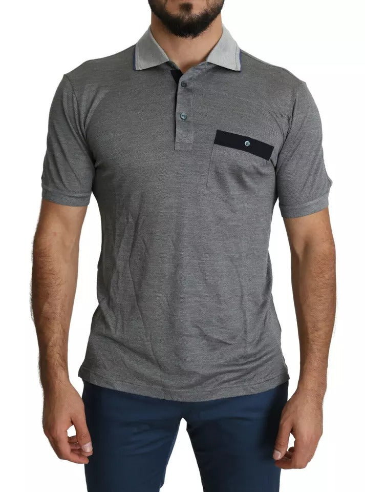 Μπλουζάκι Dolce & Gabbana Grey Collared Silk Polo T-shirt