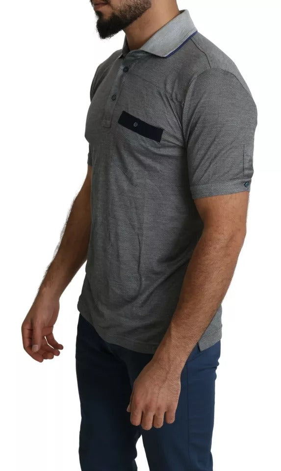 Μπλουζάκι Dolce & Gabbana Grey Collared Silk Polo T-shirt