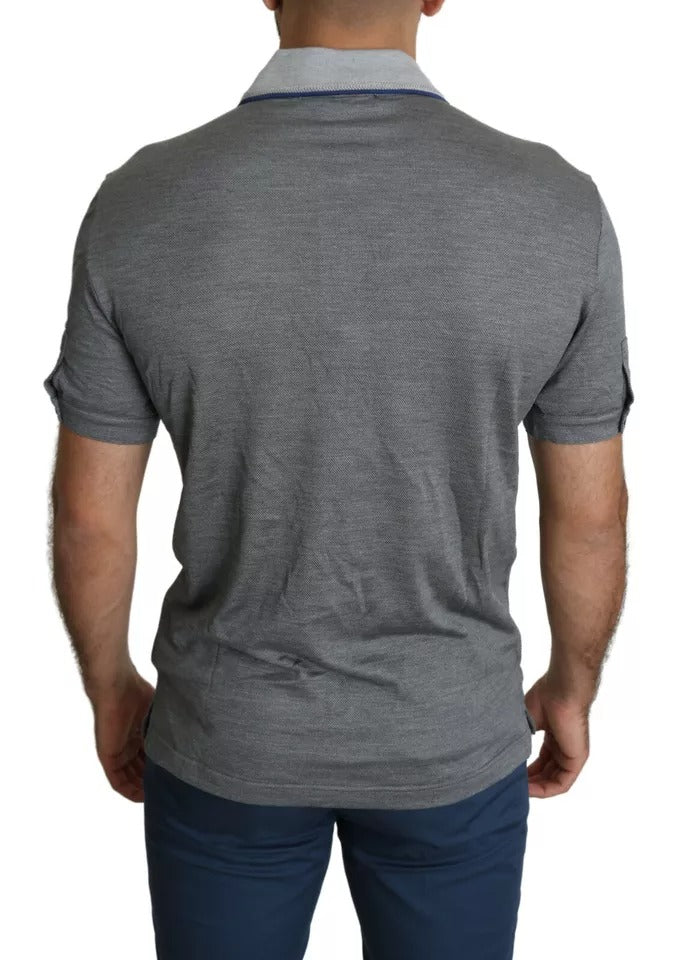 Μπλουζάκι Dolce & Gabbana Grey Collared Silk Polo T-shirt