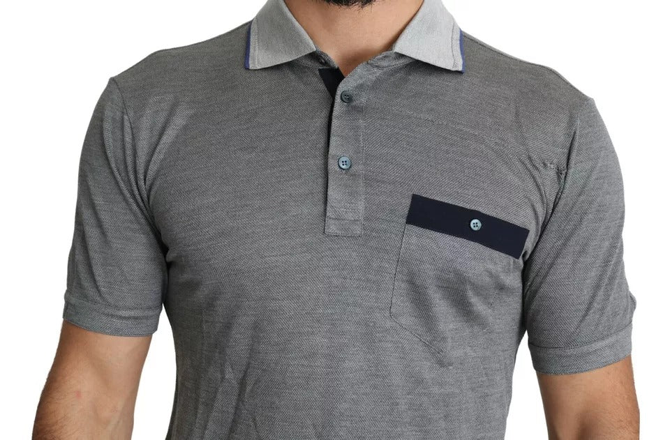 Μπλουζάκι Dolce & Gabbana Grey Collared Silk Polo T-shirt