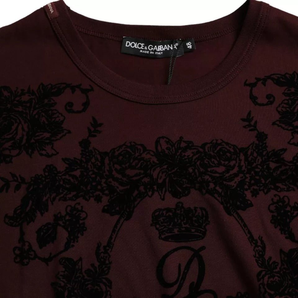 Ανδρική μπλούζα Dolce & Gabbana Maroon DG Crown Floral Crewneck