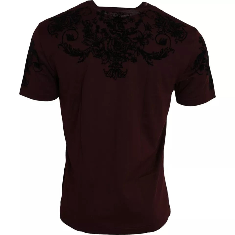 Ανδρική μπλούζα Dolce & Gabbana Maroon DG Crown Floral Crewneck