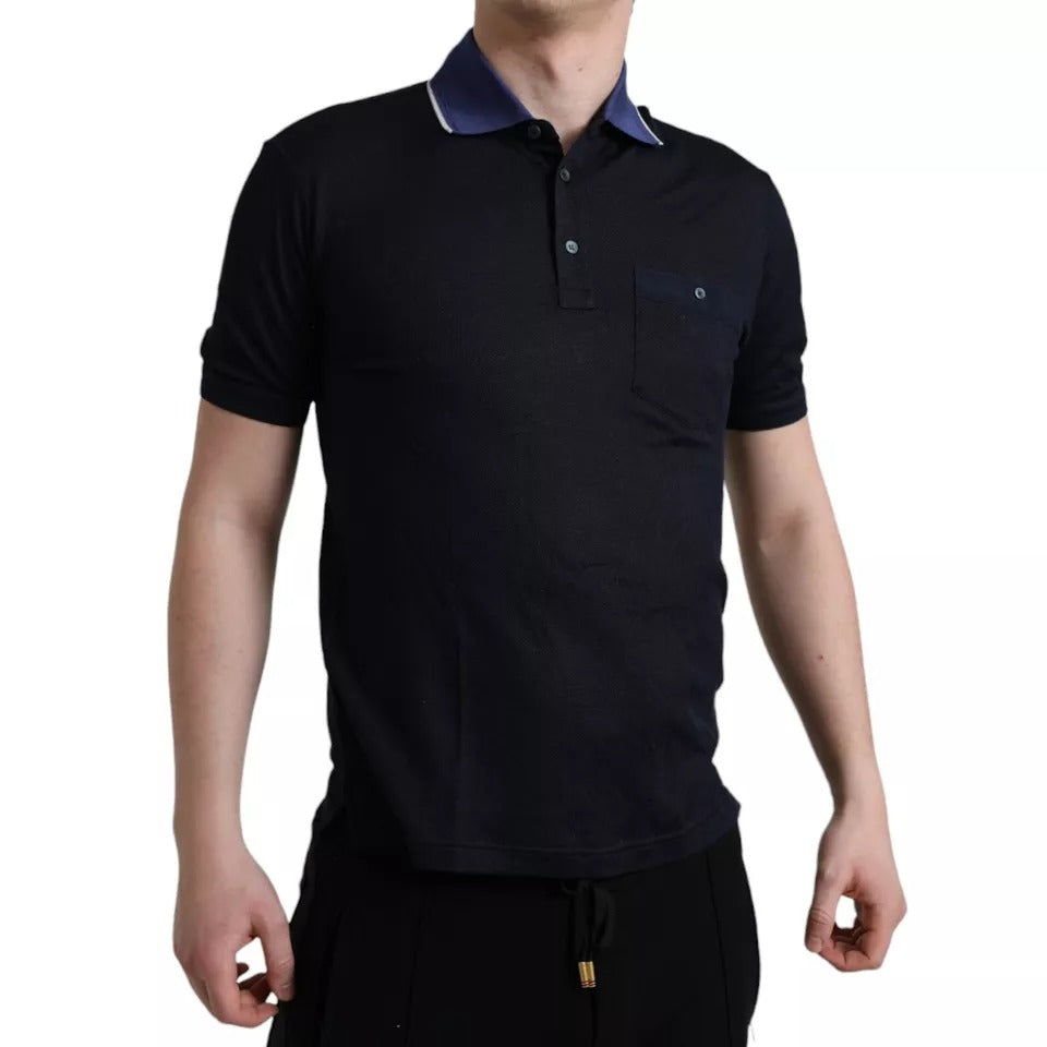 Dolce & Gabbana Navy Blue Collared Short Sleeve Polo T-shirt