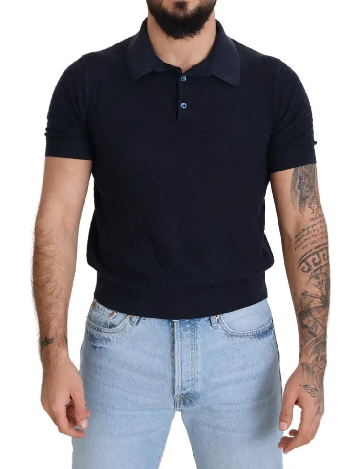 Μπλουζάκι Dolce & Gabbana Dark Blue Collared Polo Casual Silk T-shirt