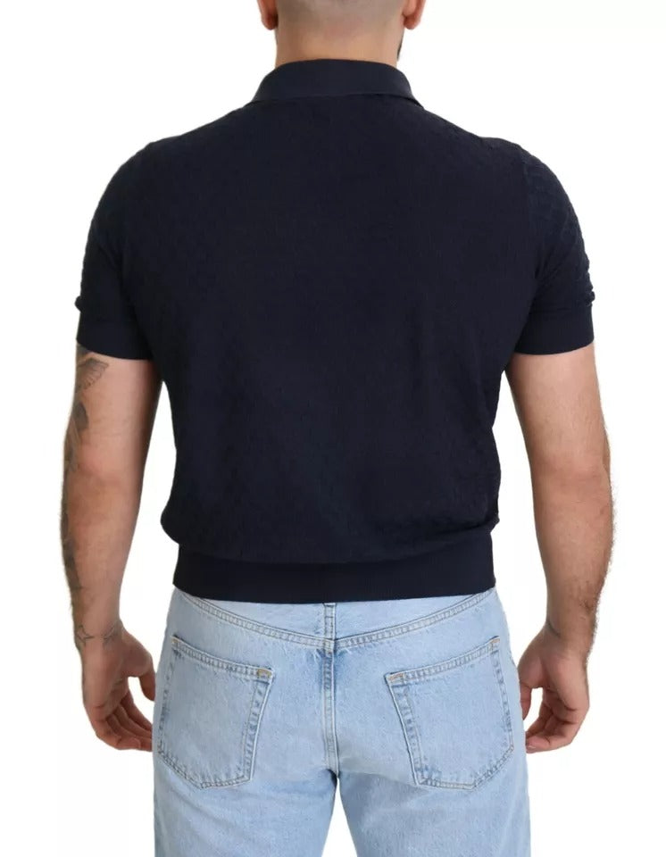 Μπλουζάκι Dolce & Gabbana Dark Blue Collared Polo Casual Silk T-shirt