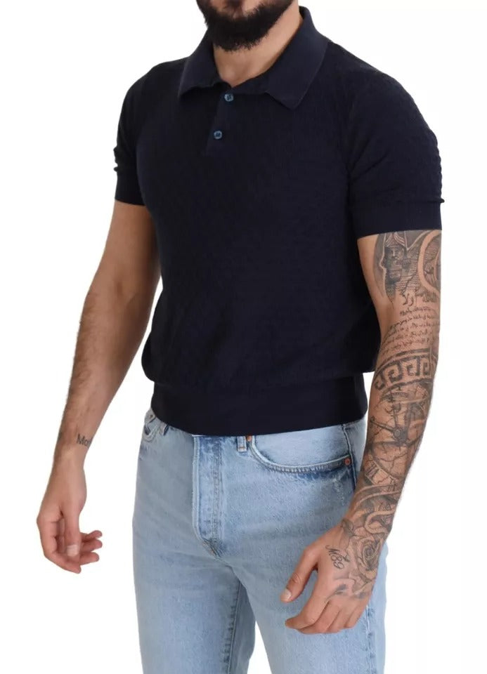 Μπλουζάκι Dolce & Gabbana Dark Blue Collared Polo Casual Silk T-shirt