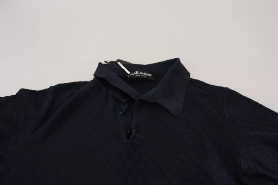 Μπλουζάκι Dolce & Gabbana Dark Blue Collared Polo Casual Silk T-shirt